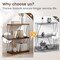 Walnut 3 Tier Storage Rack Open Shelf Metal Frame Bookcase for Small Spaces